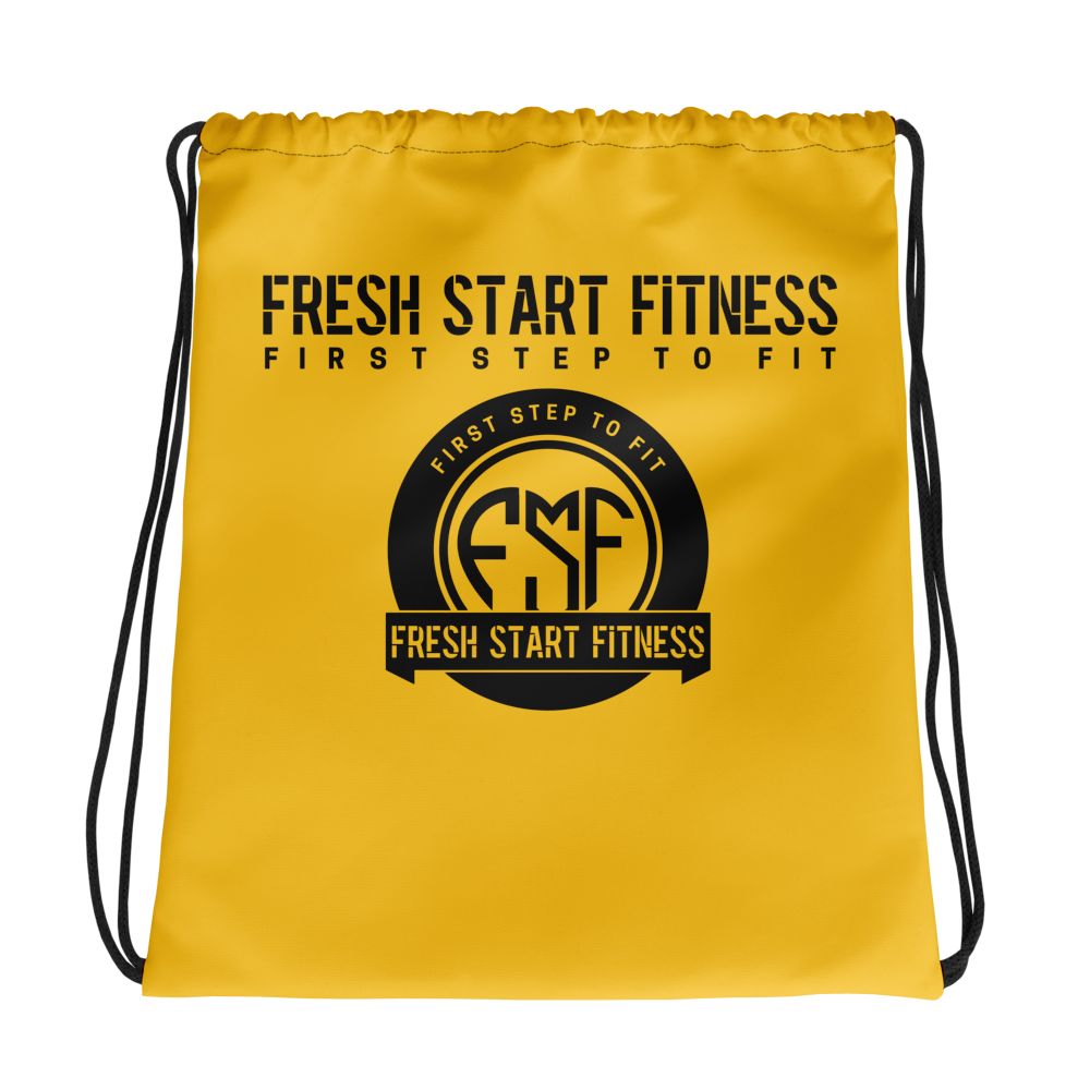 Fresh Start Fitness Gold Drawstring Bag