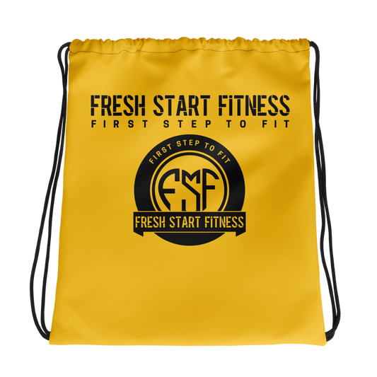 Fresh Start Fitness Gold Drawstring Bag