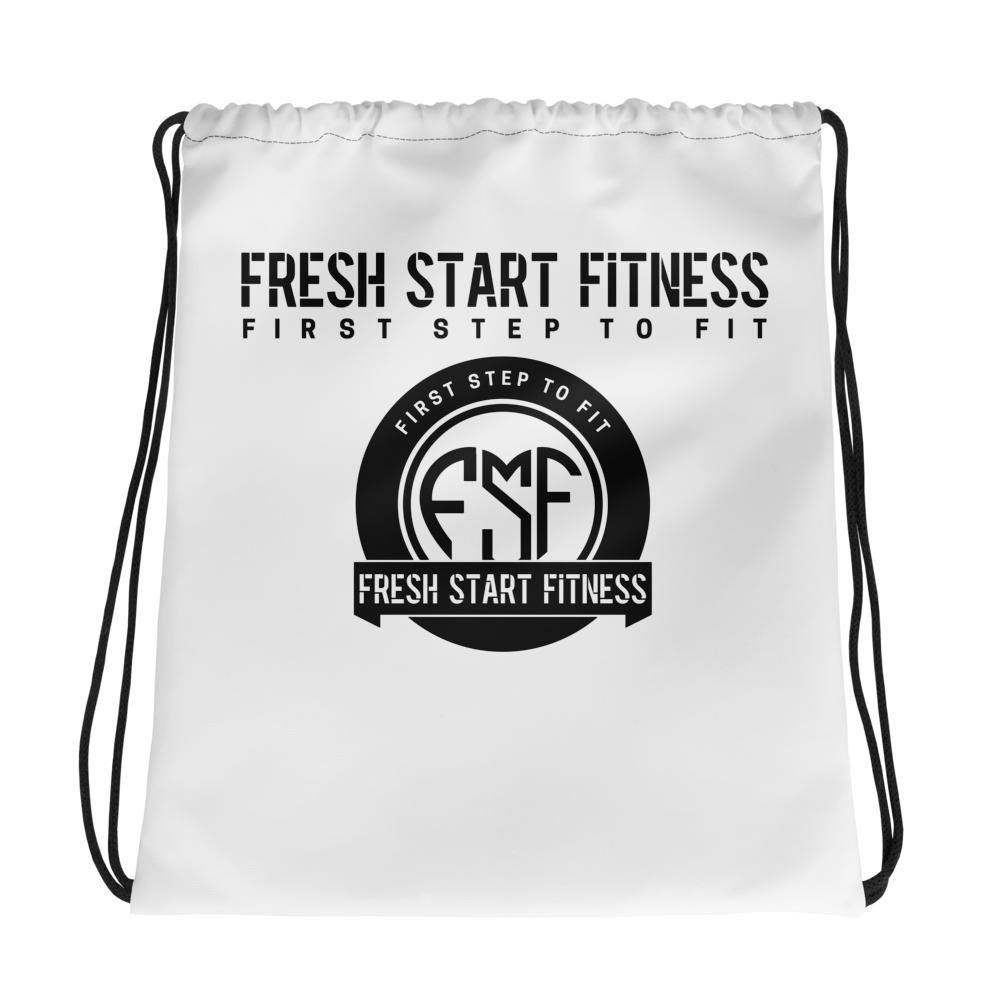 Fresh Start Fitness White Drawstring Bag