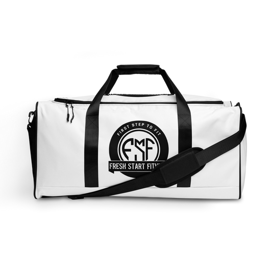 Fresh Start Fitness White Duffle Bag