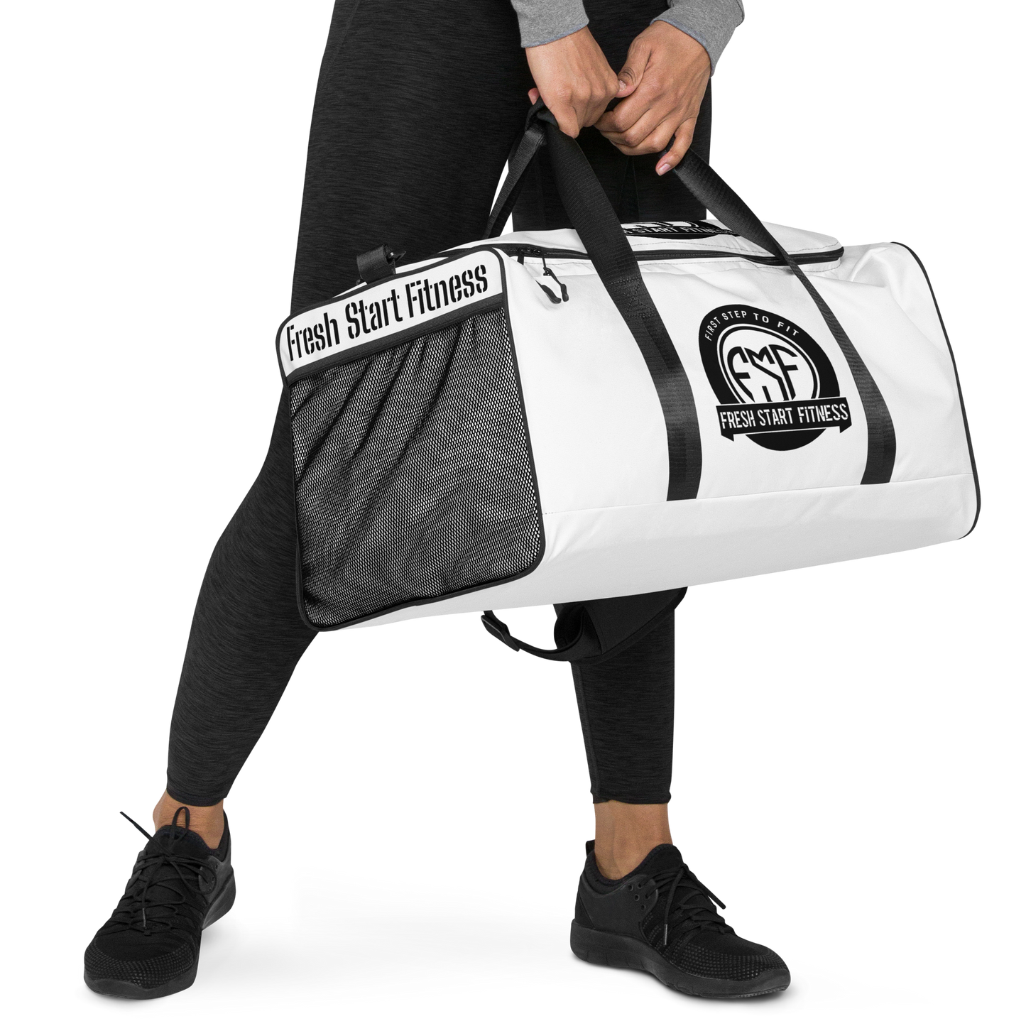 Fresh Start Fitness White Duffle Bag