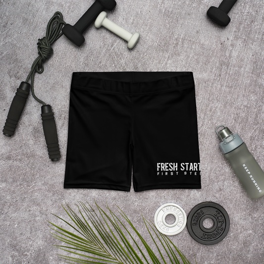 Fresh Start Fitness Text Women's Black Shorts