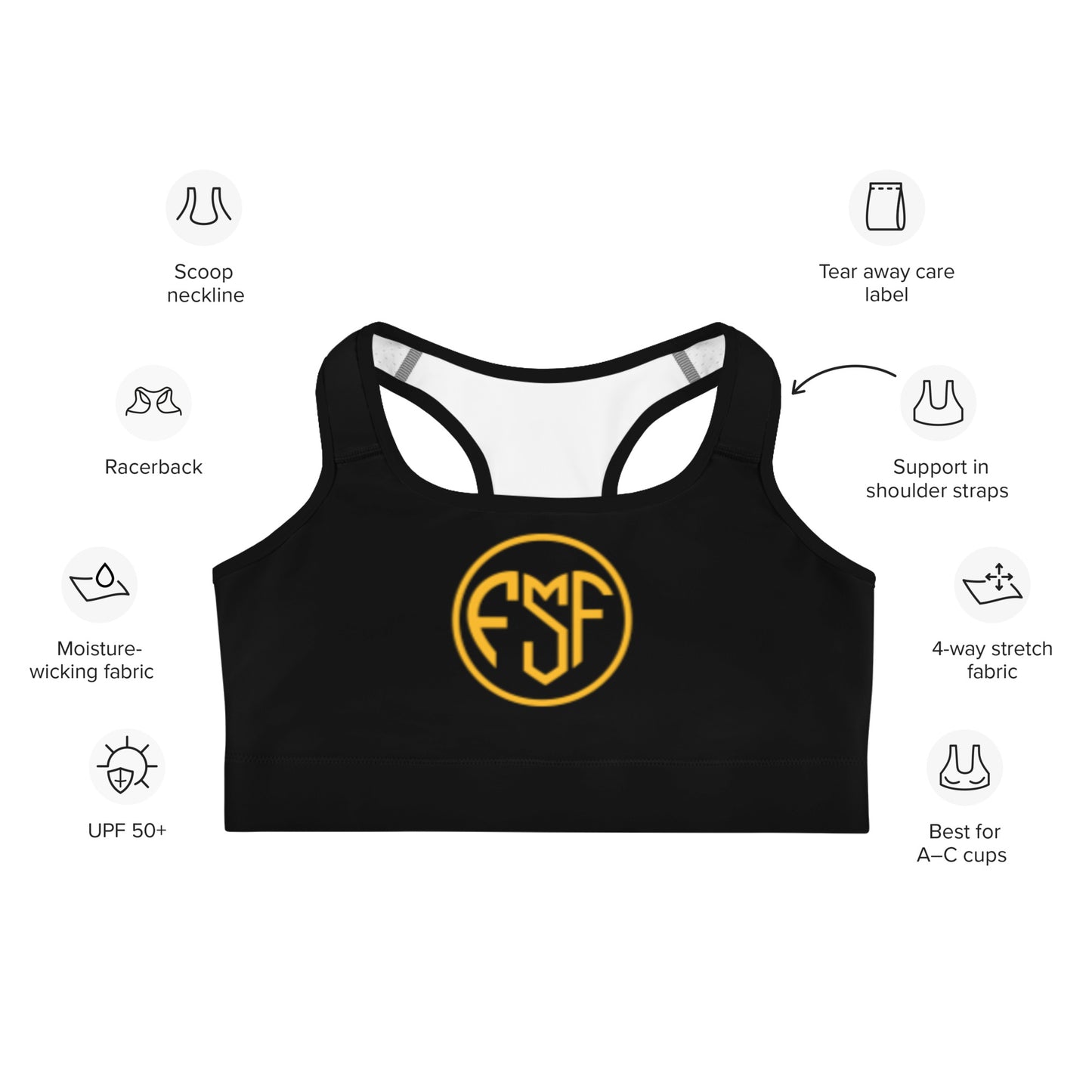 FSF Black Sports bra