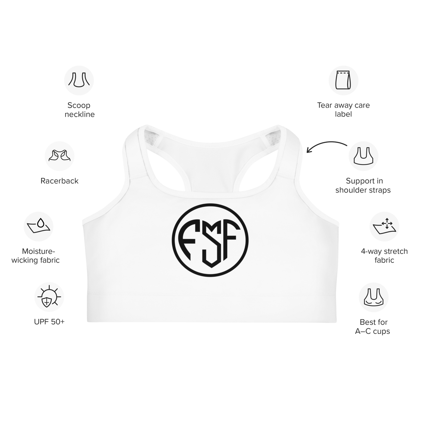 FSF White Sports bra